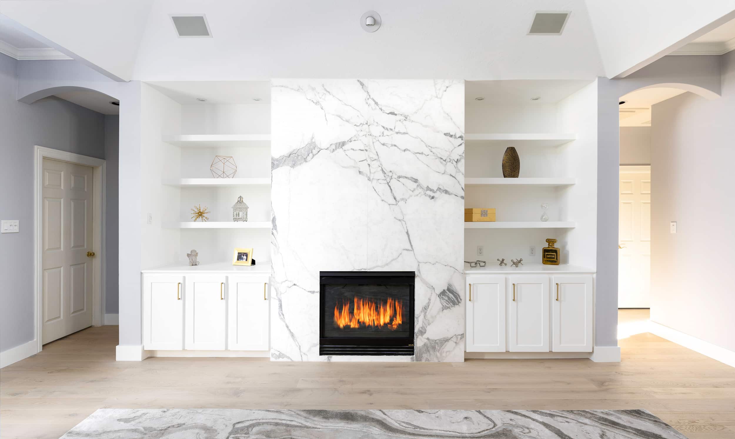 Porcelain Fireplace Surround in Bianco Statuario