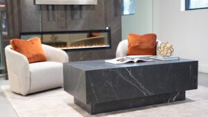 Rectangle Coffee Table in Black Marquina, Large-format Porcelain