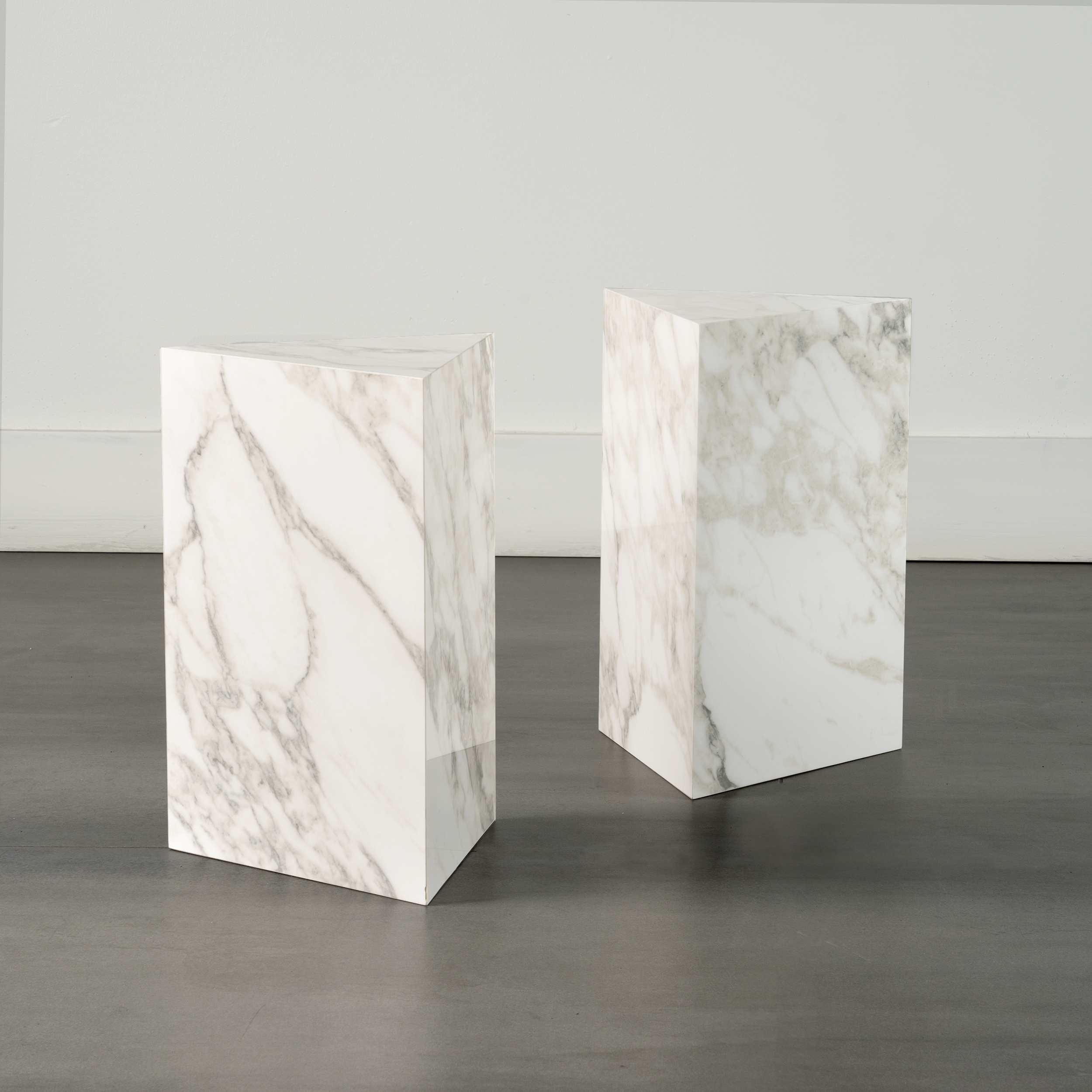 Triangle Side Tables in Large-format Porcelain