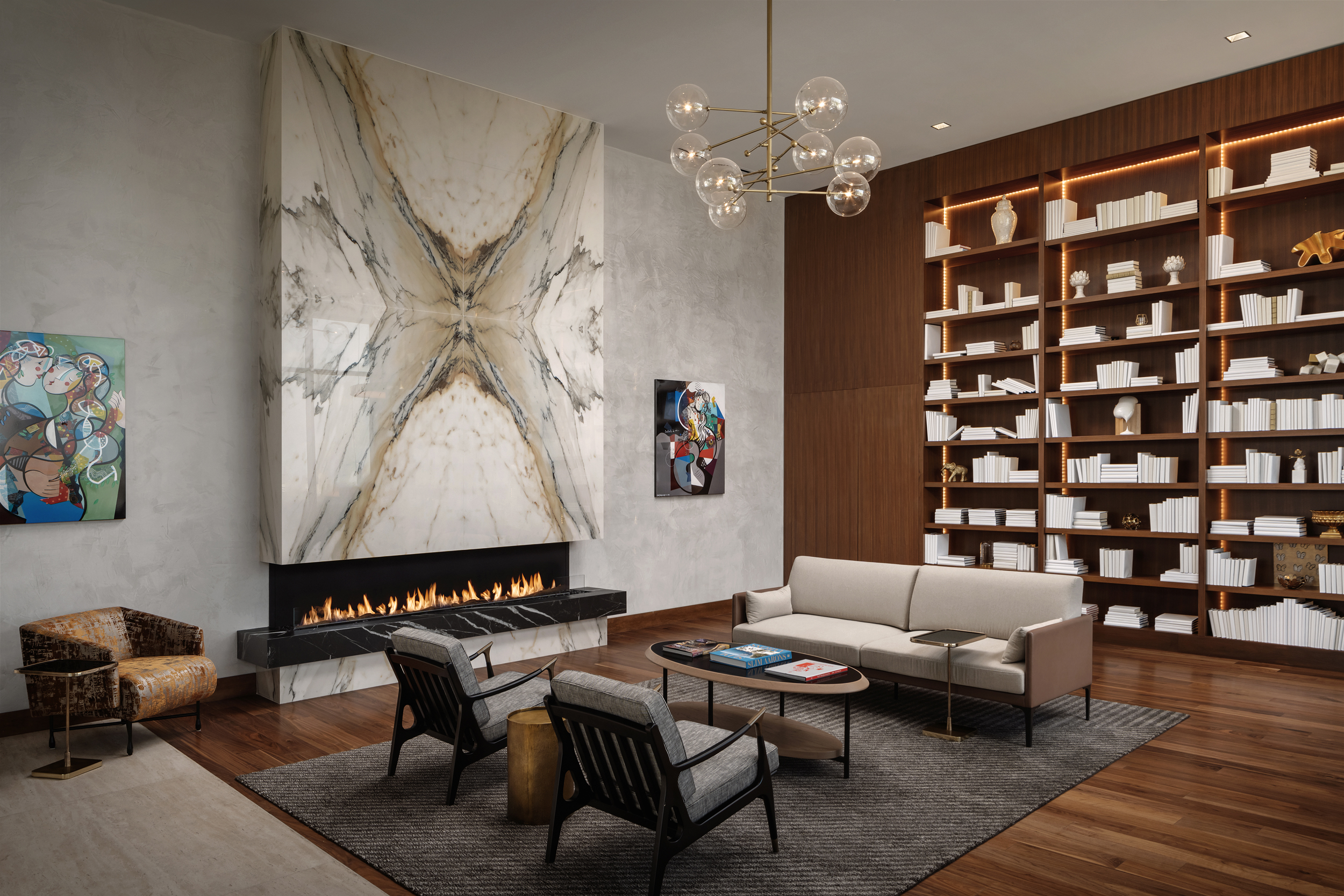 Large-format Porcelain Sintered Stone Fireplace Cladding